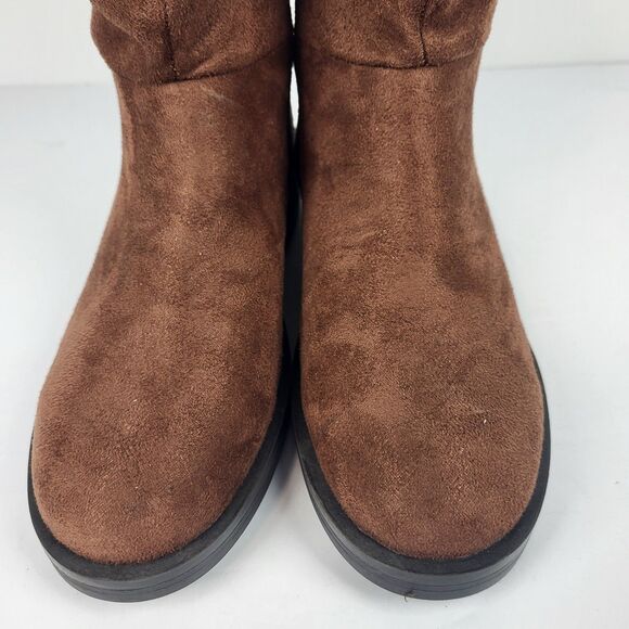 Steve Madden Jcecee Brown Faux Suede Boot Winter Stretchy Comfort Size 4 - Picture 10 of 12